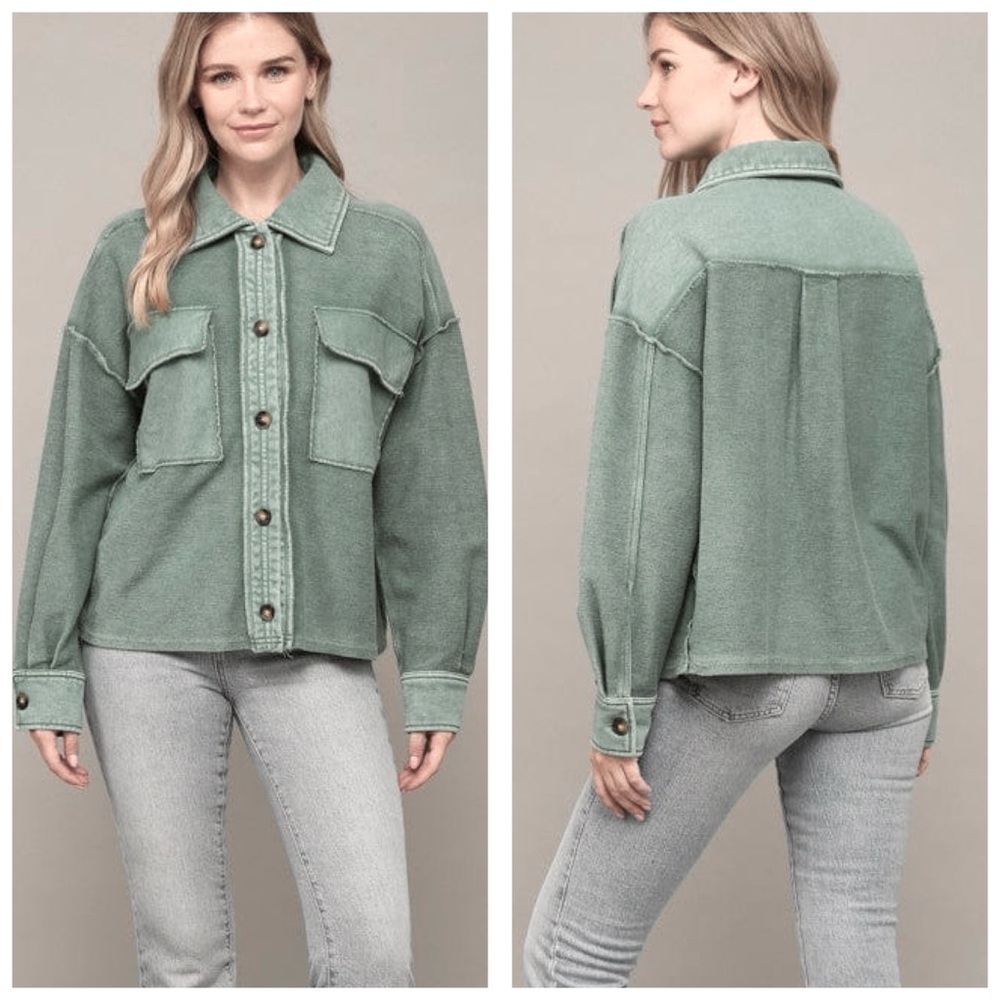 NWOT Fate Washed Flap Pocket Button-Up Jacket Shacket